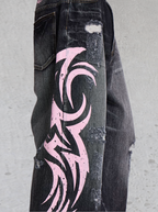 Pink Tribal Baggy Jeans — view 6 | Soft Blades