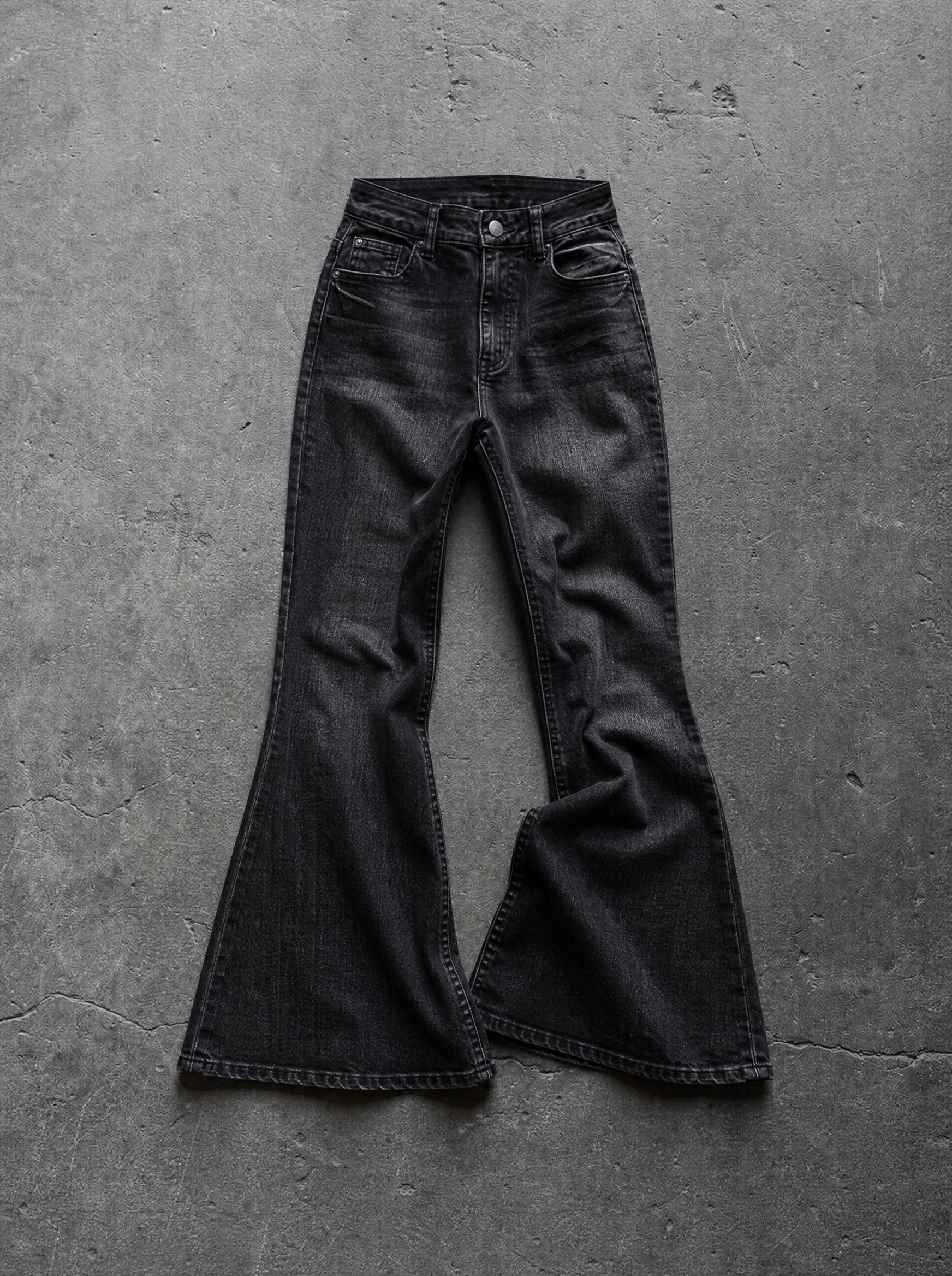 Crystal Cross Low-Rise Flare Jeans — view 5 | Soft Blades