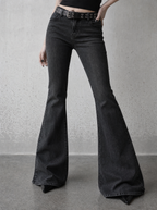 Crystal Cross Low-Rise Flare Jeans — view 2 | Soft Blades