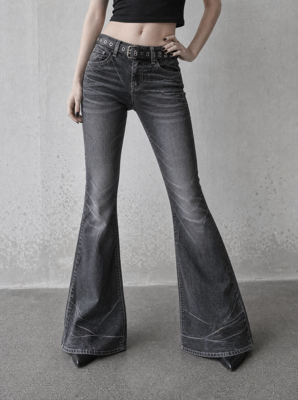 Fallen Angel Flare Jeans — view 2 | Soft Blades