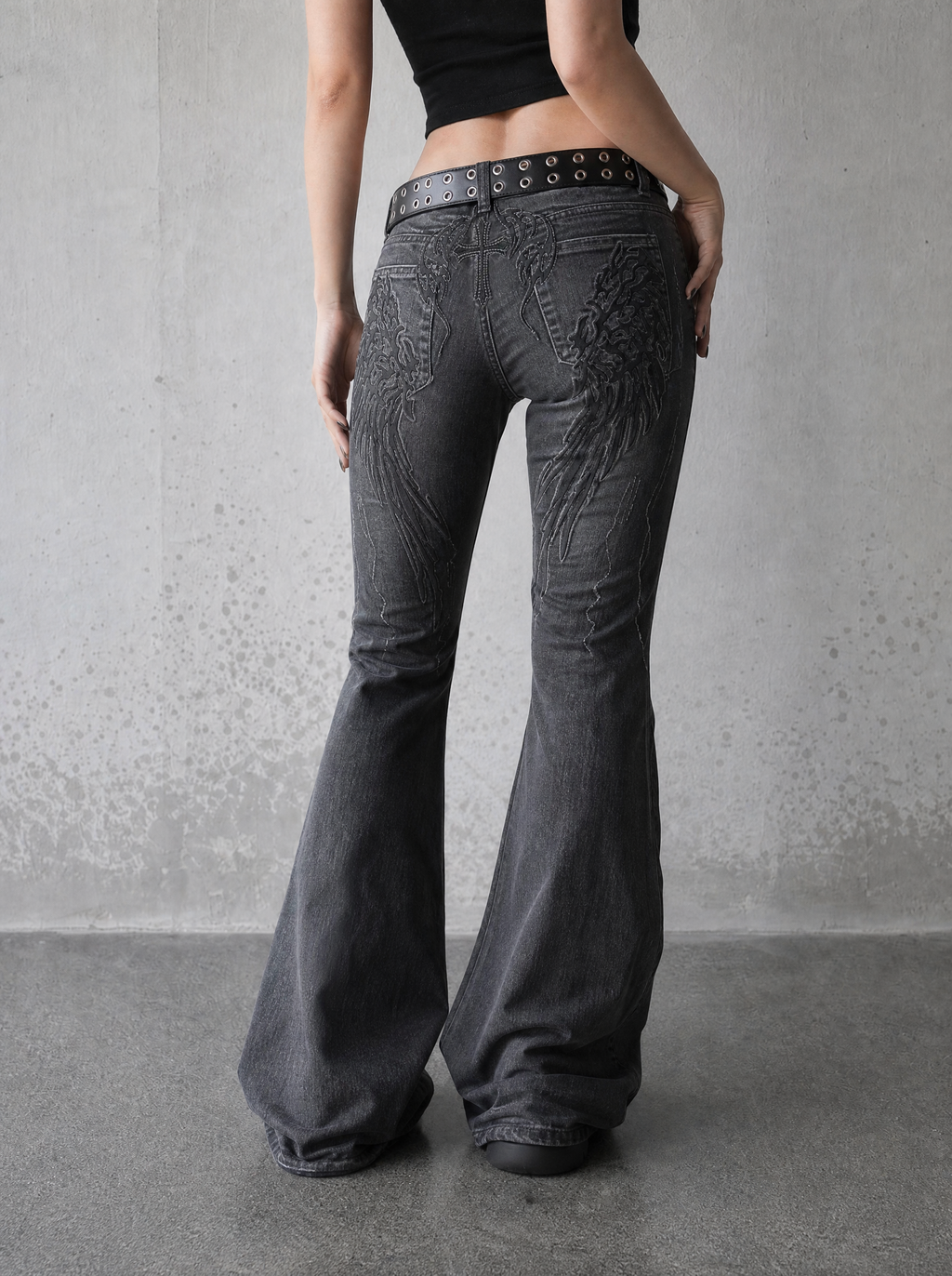 Fallen Angel Flare Jeans — view 3 | Soft Blades