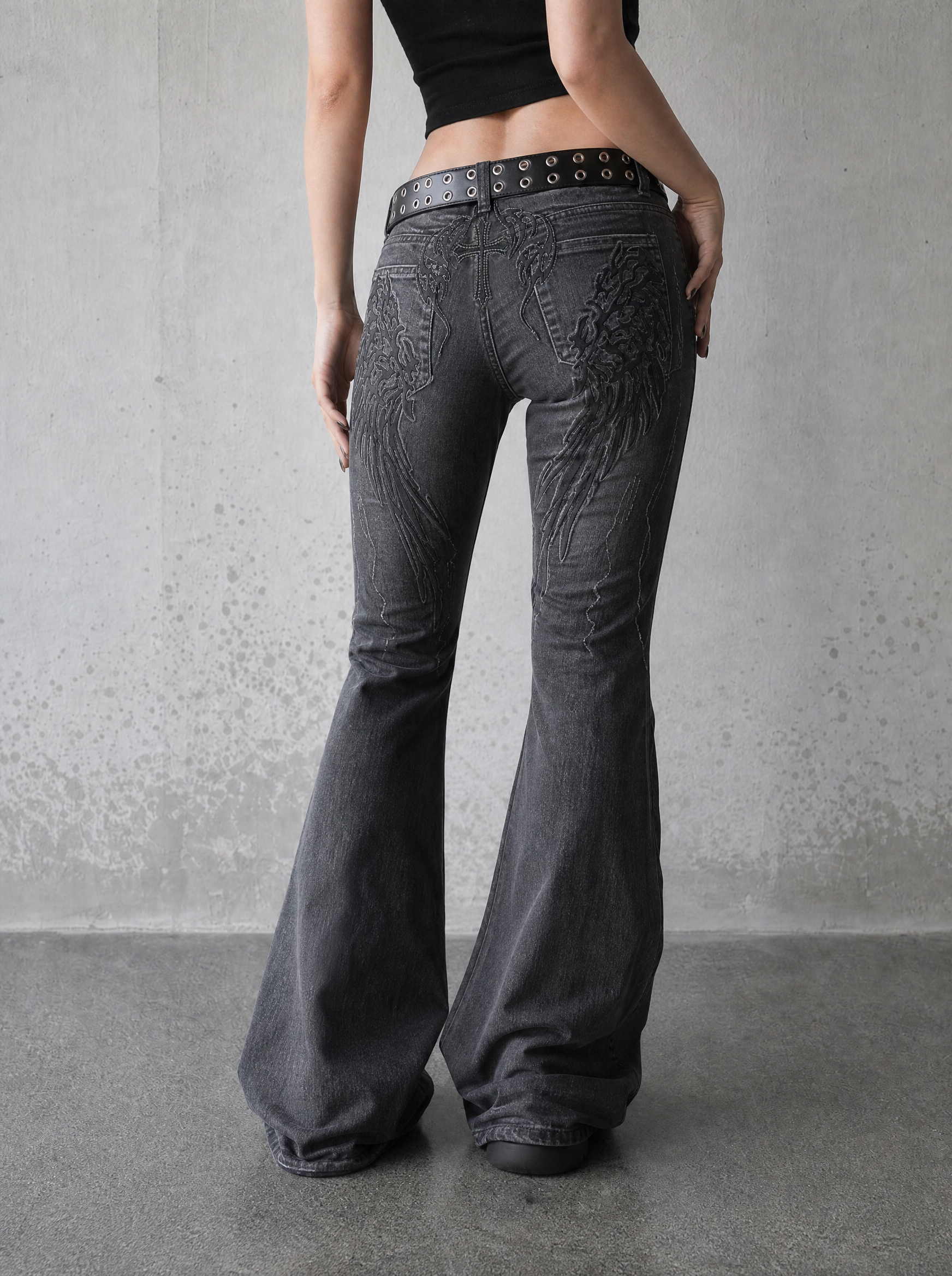 Fallen Angel Flare Jeans — view 3 | Soft Blades