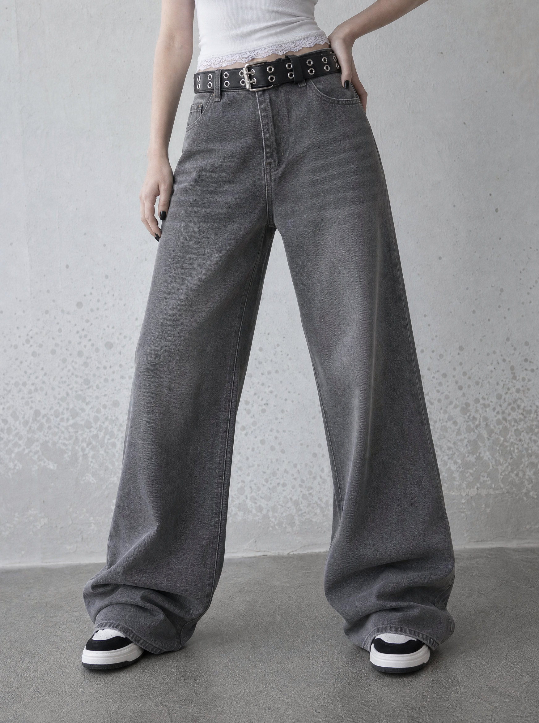 Ash Grey Super Baggy Jeans — view 2 | Soft Blades