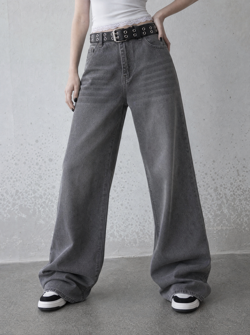 Ash Grey Super Baggy Jeans — view 2 | Soft Blades