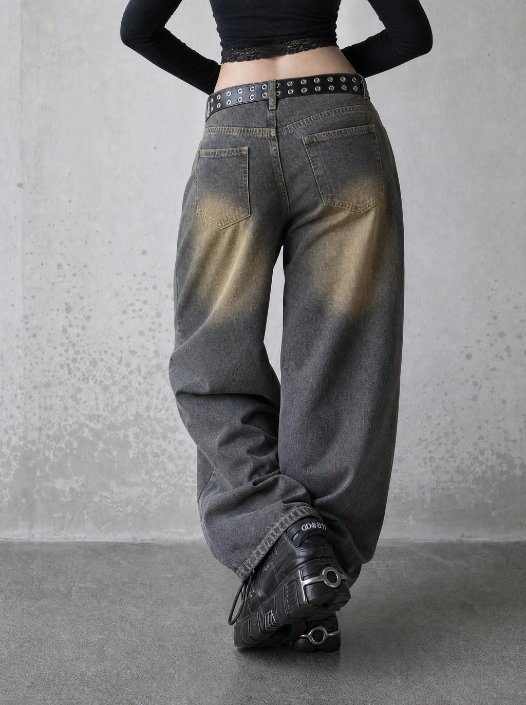 Mud Wash Baggy Jeans — view 3 | Soft Blades