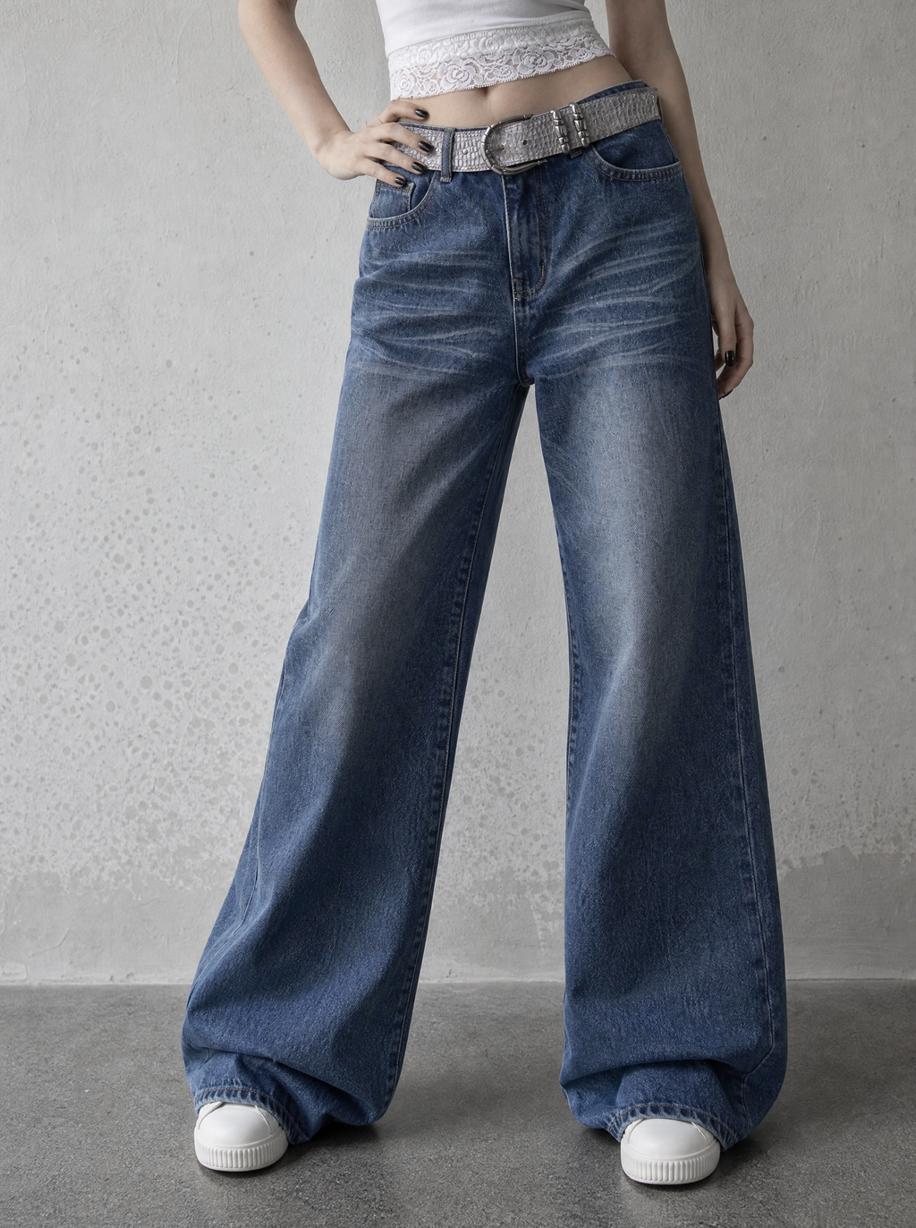 Ocean Wash Wide-Leg Baggy Jeans — view 2 | Soft Blades