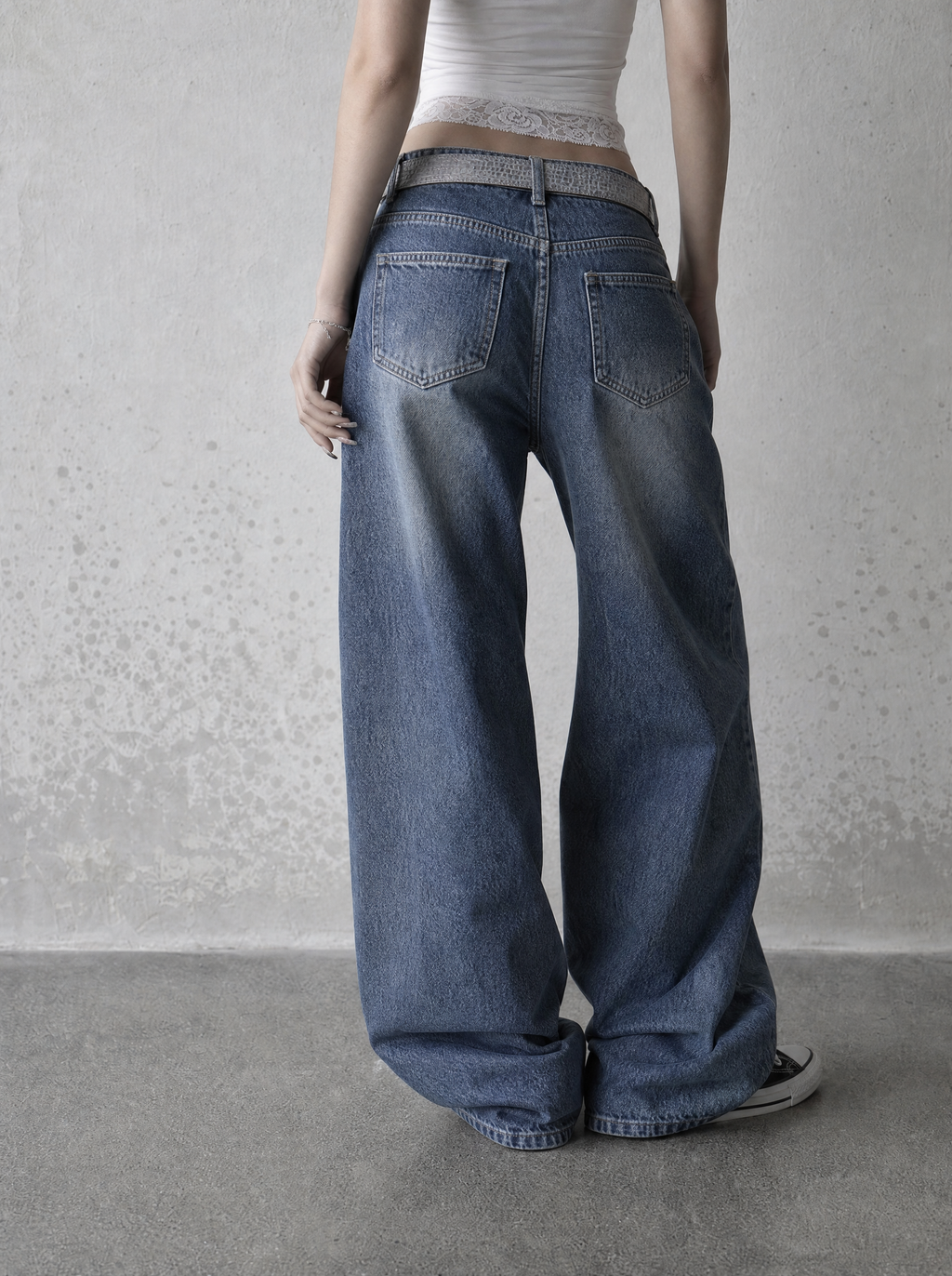 Ocean Wash Wide-Leg Baggy Jeans — view 3 | Soft Blades
