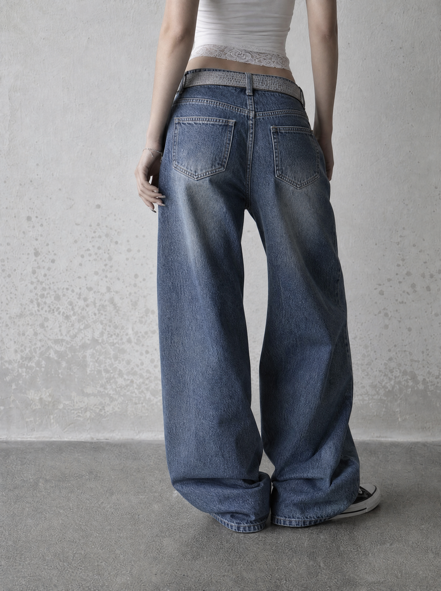 Ocean Wash Wide-Leg Baggy Jeans — view 3 | Soft Blades
