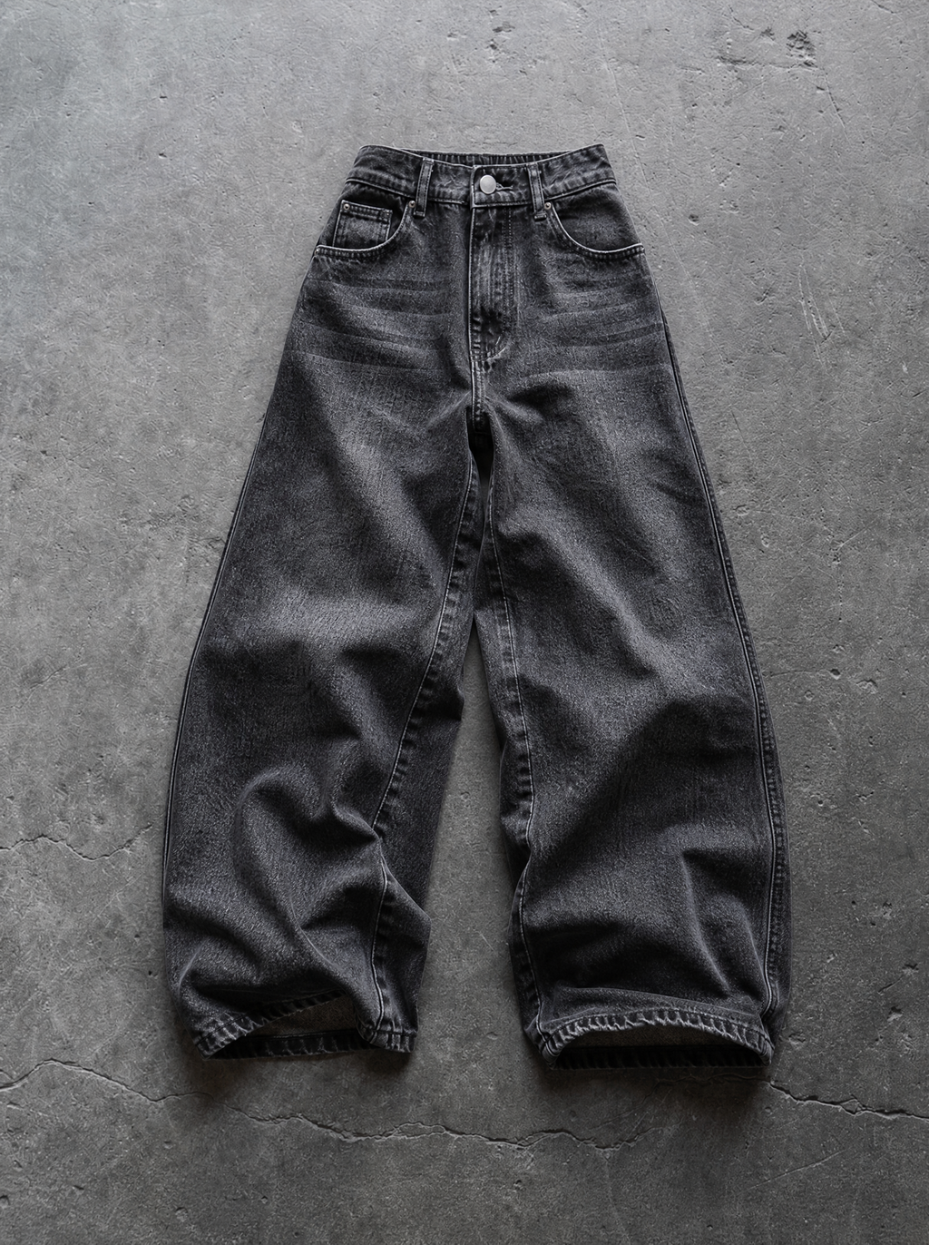 Charcoal Wash Baggy Jeans — view 4 | Soft Blades