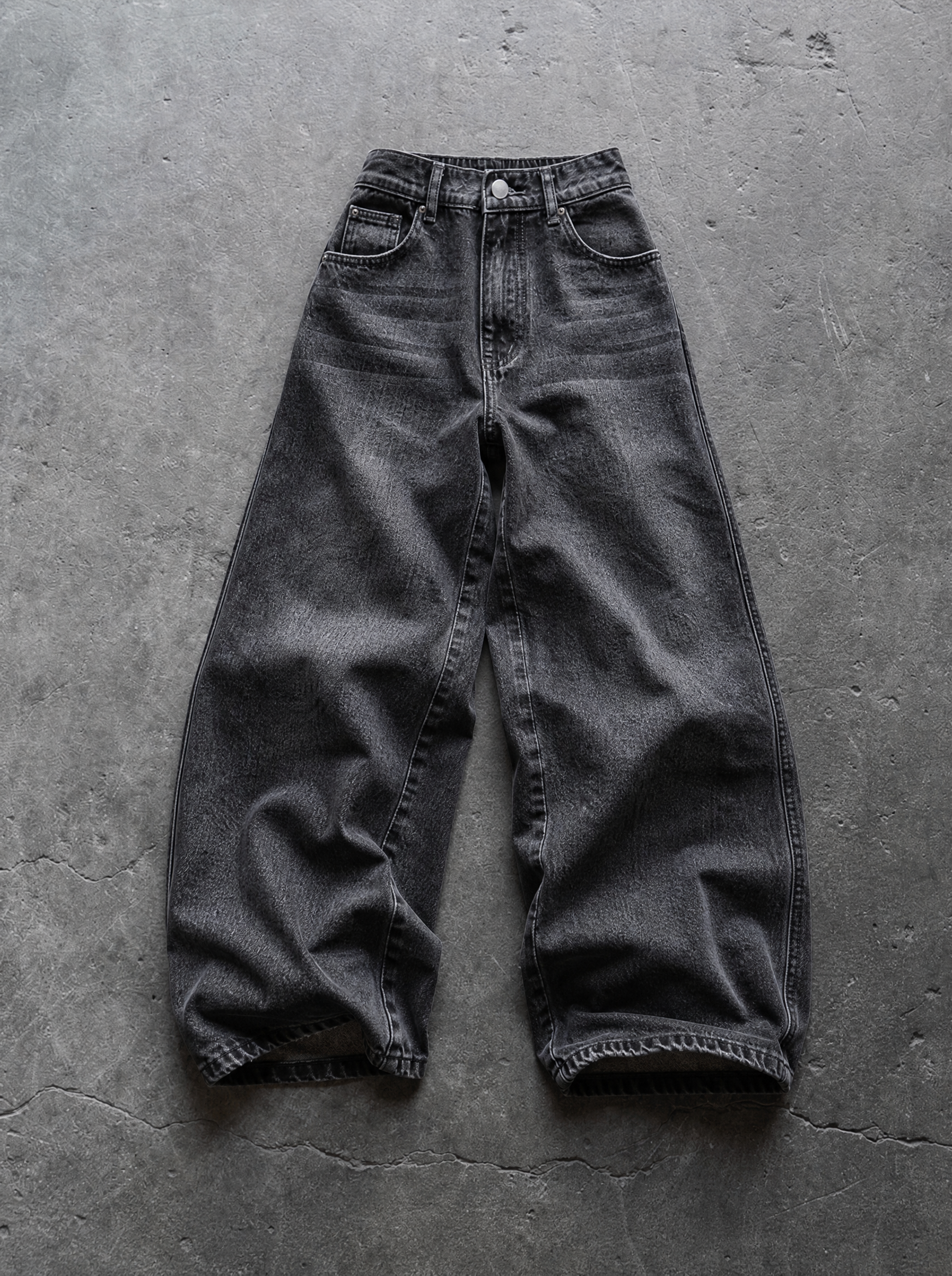Charcoal Wash Baggy Jeans — view 4 | Soft Blades