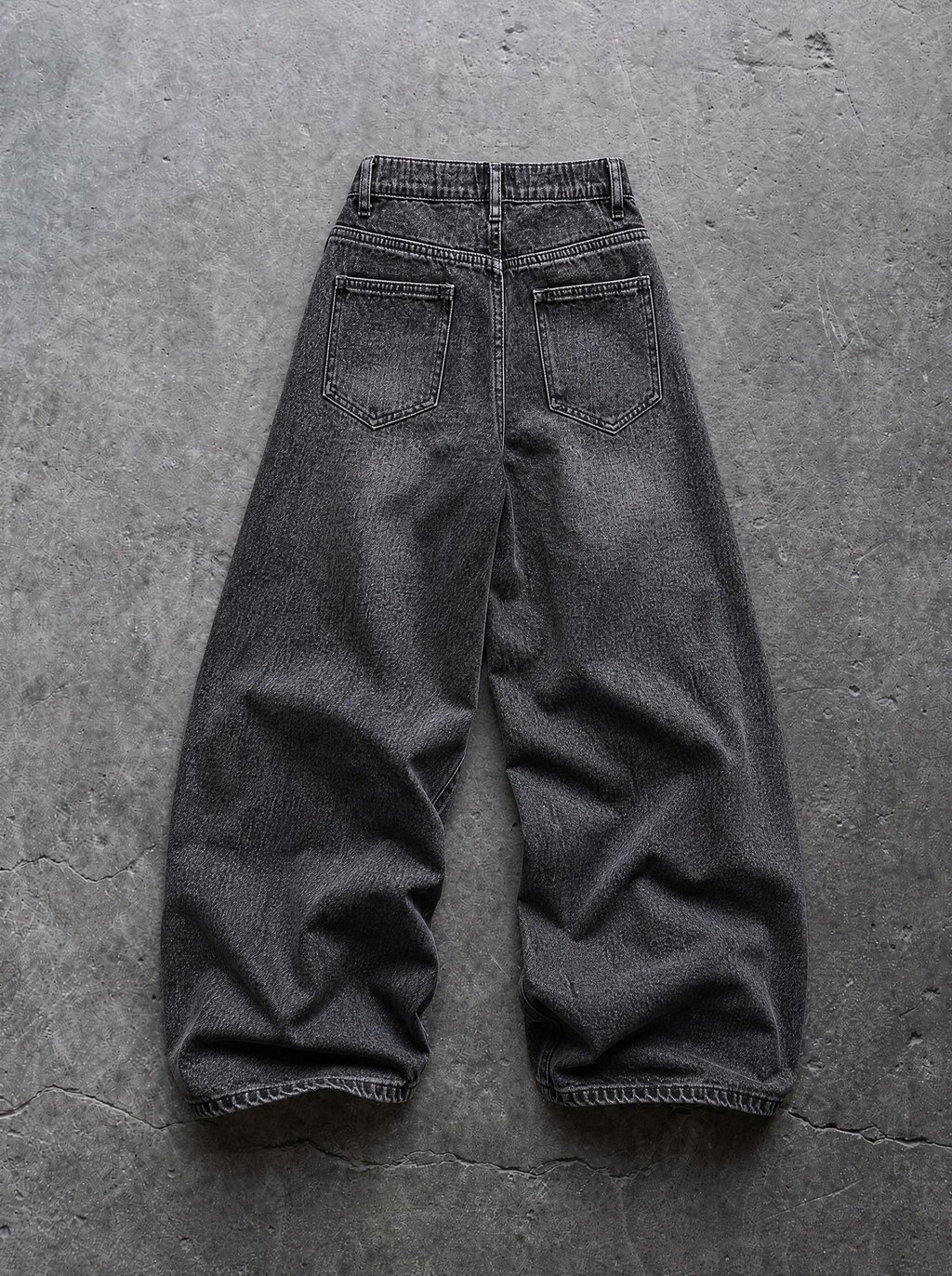 Charcoal Wash Baggy Jeans — view 5 | Soft Blades
