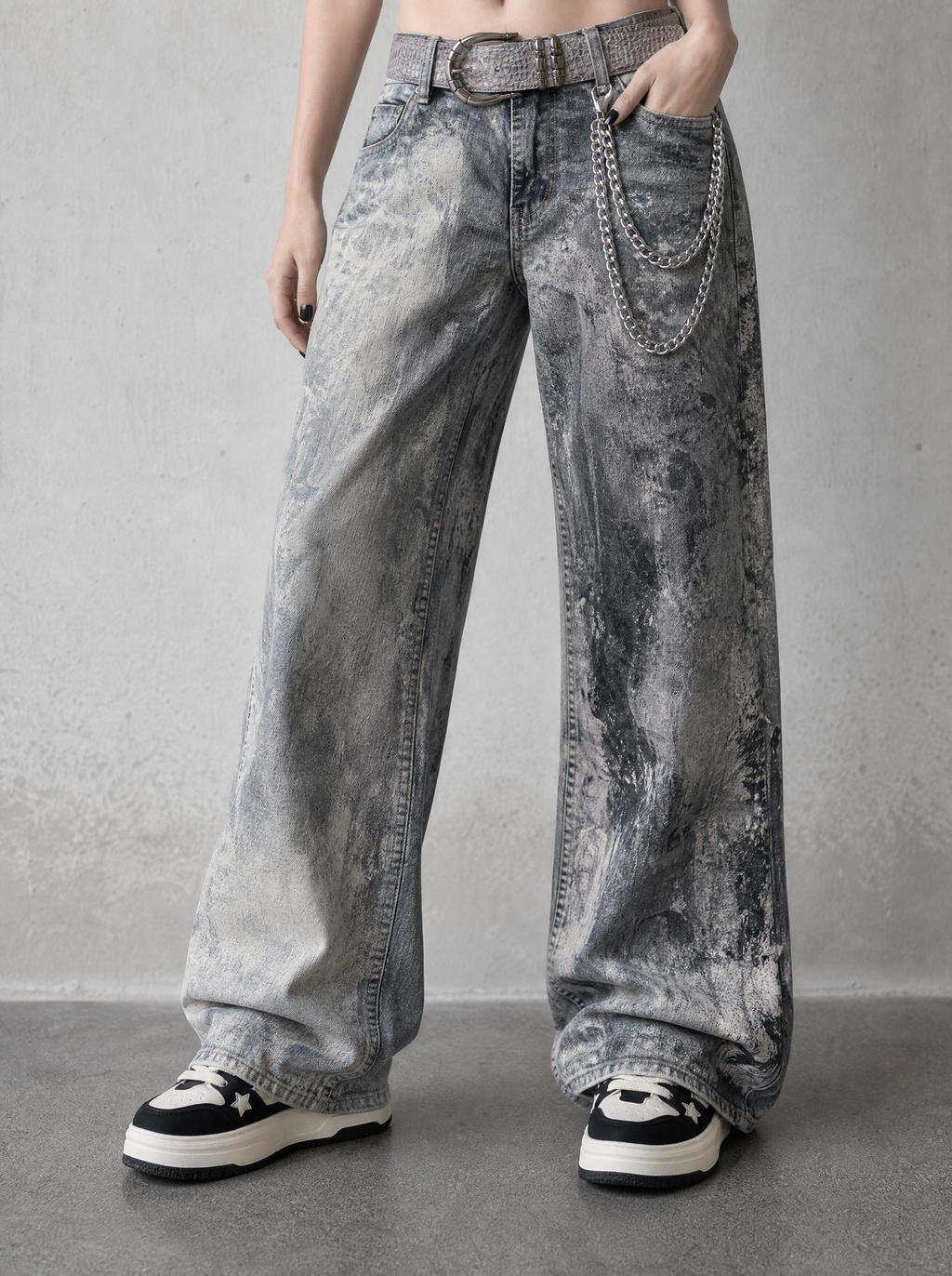 Paint Splatter Baggy Jeans — view 2 | Soft Blades