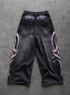 Pink Tribal Baggy Jeans — view 5 | Soft Blades