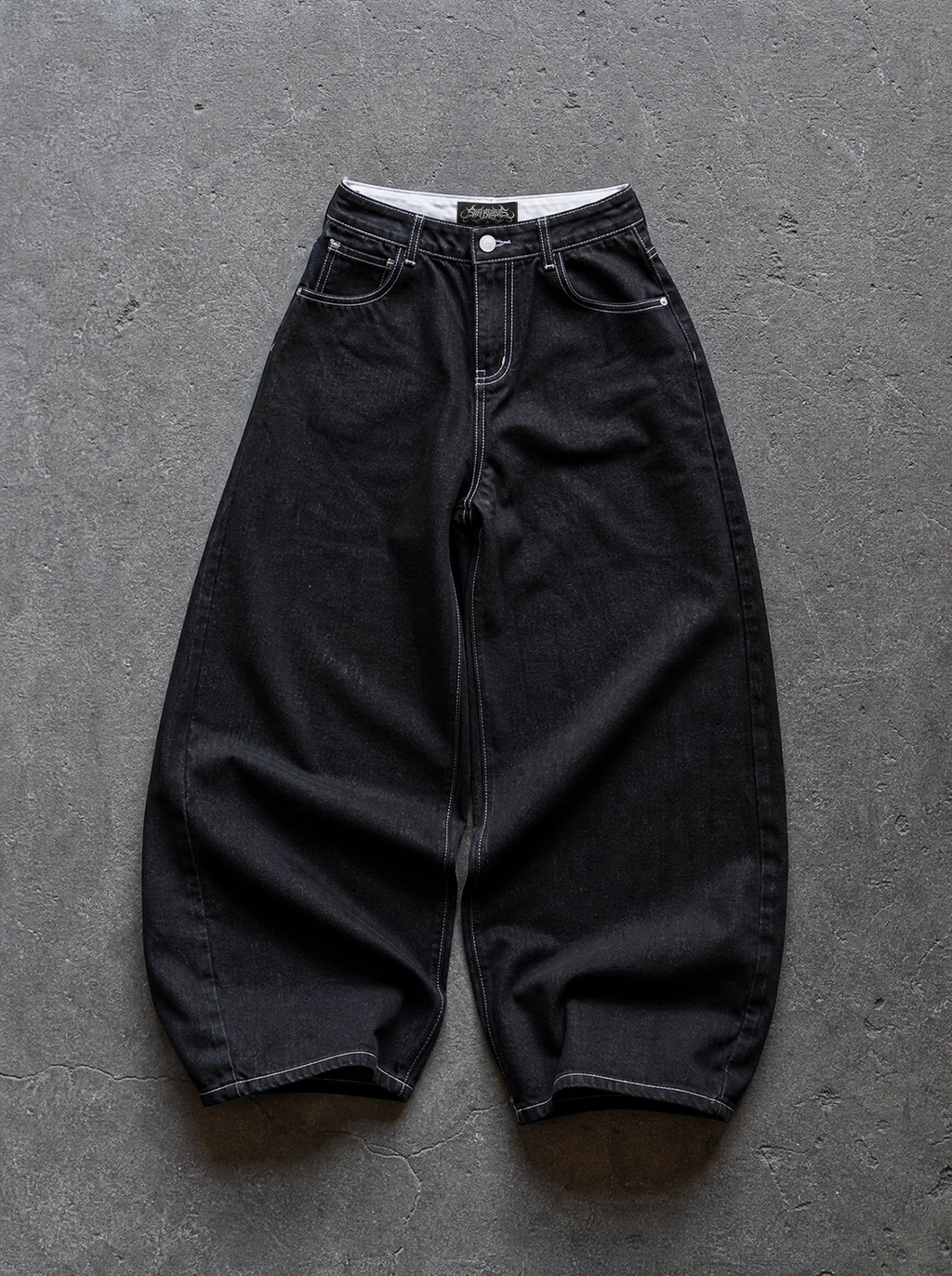 Contrast Stitch Barrel Jeans — view 4 | Soft Blades