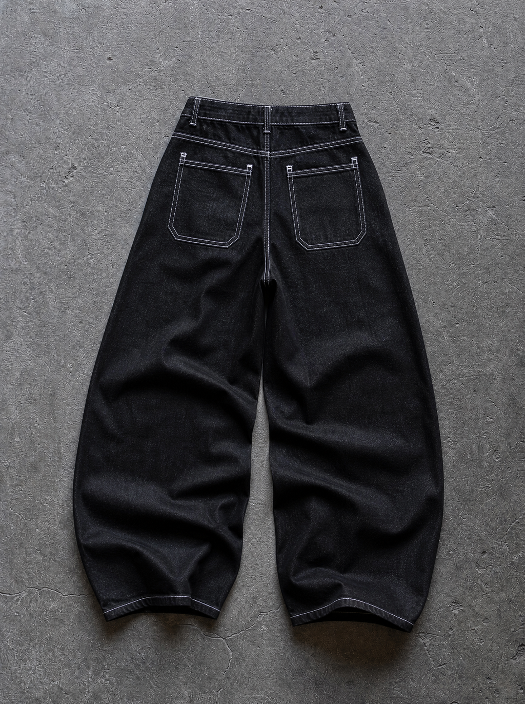 Contrast Stitch Barrel Jeans — view 5 | Soft Blades