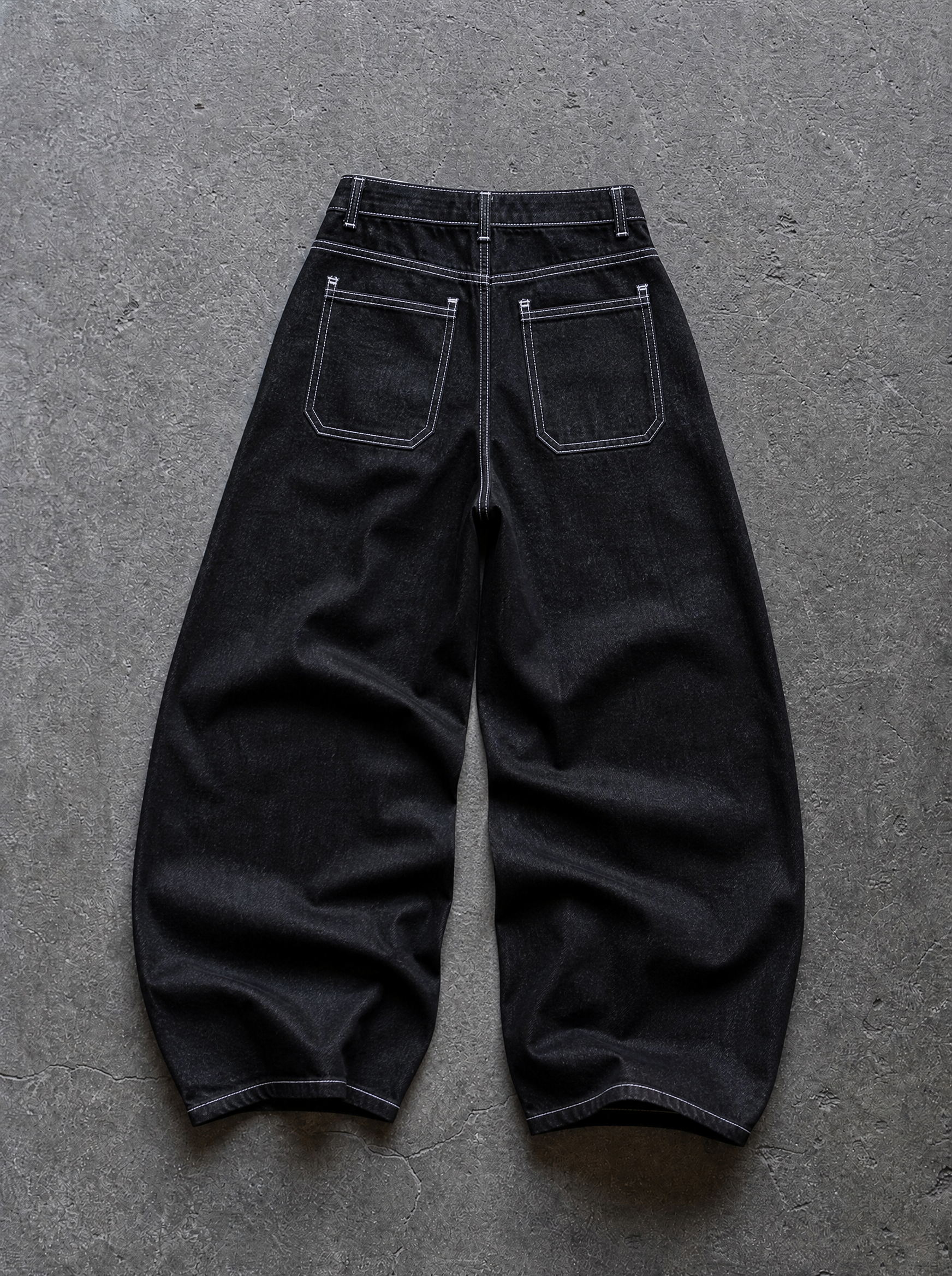 Contrast Stitch Barrel Jeans — view 5 | Soft Blades