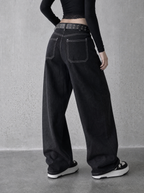 Contrast Stitch Barrel Jeans — view 3 | Soft Blades