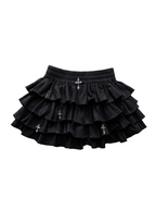 CROSS CHARM TIERED MINI SKIRT