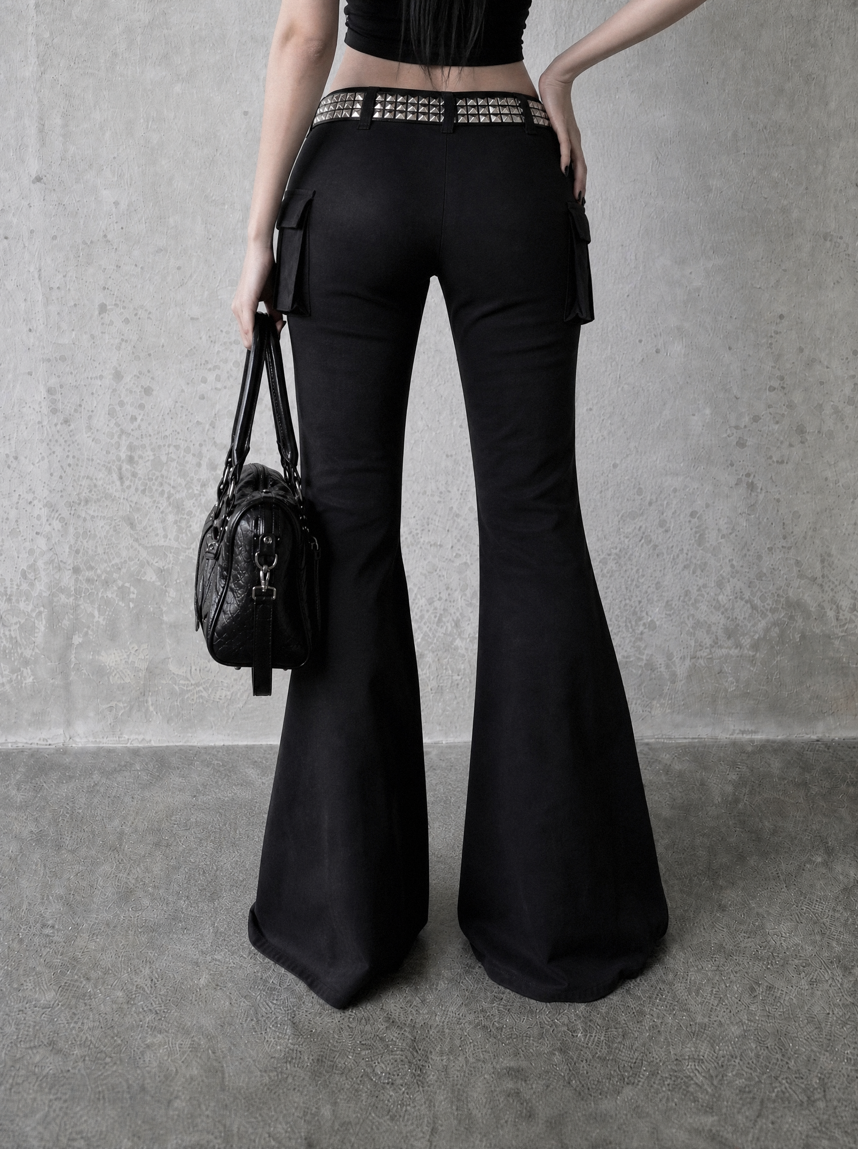 Low-Rise Flared Cargo Pants