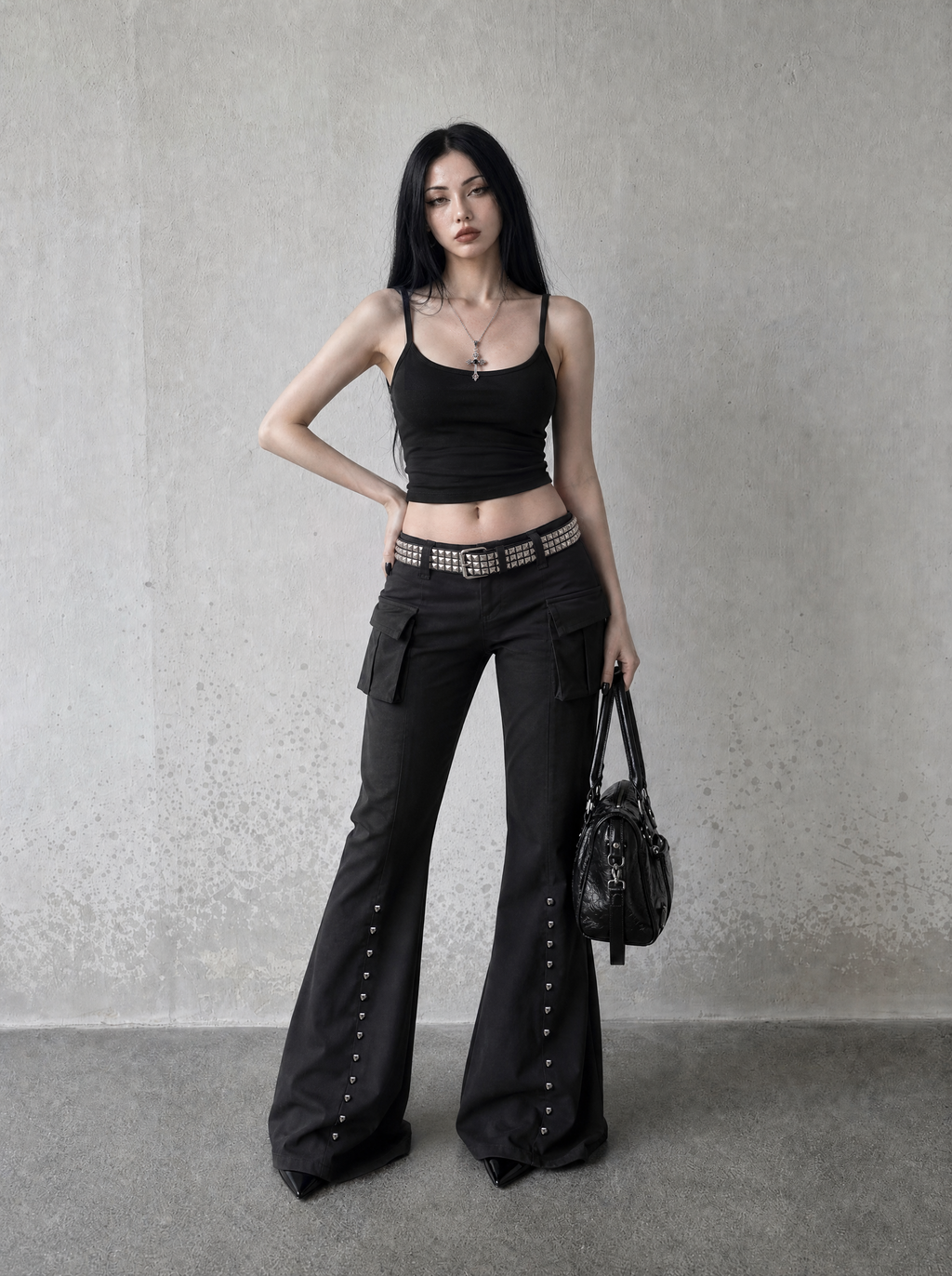 Low-Rise Flared Cargo Pants