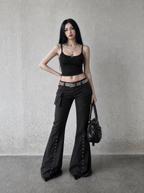 Low-Rise Flared Cargo Pants