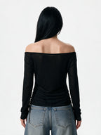 Sheer black long sleeve top with tattoo style print and side ties