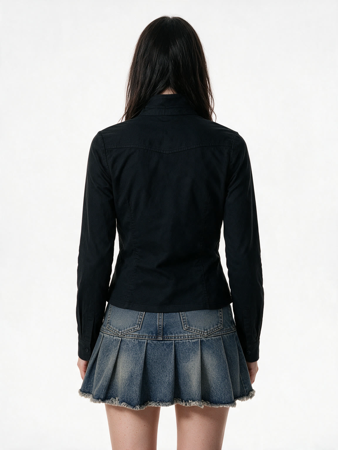 Slim black jacket with twin zips and leather trimmed pockets