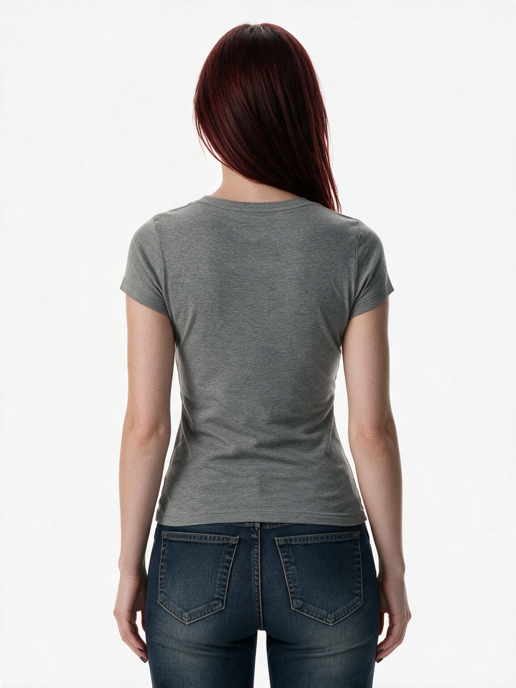 Grey baby tee with a distressed flag print