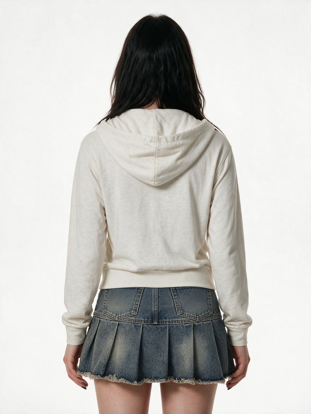 White zip hoodie with winged gothic print