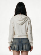 White zip hoodie with winged gothic print