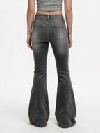 Grey washed high waist flare jeans