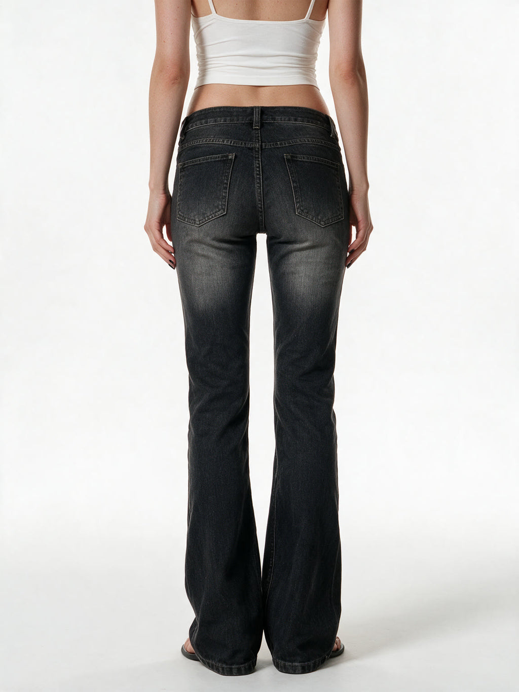 Faded black bootcut jeans