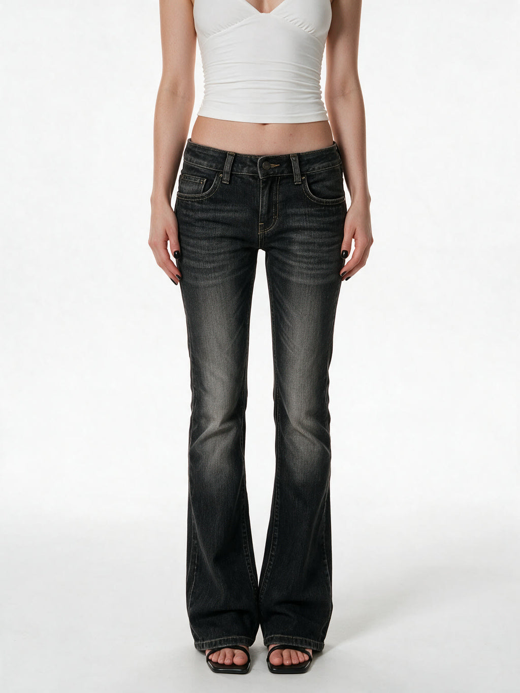 Faded black bootcut jeans