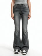 Grey washed high waist flare jeans