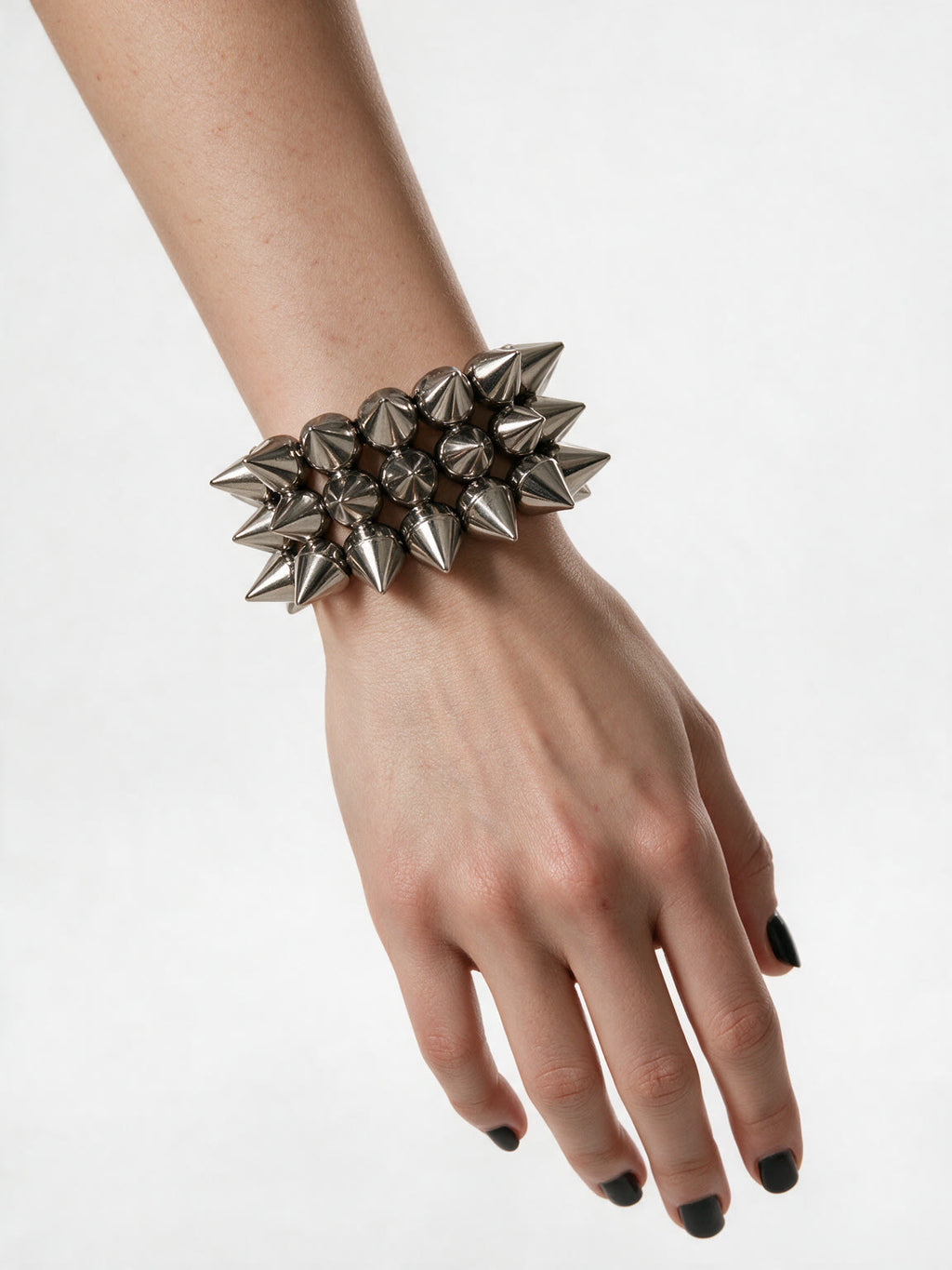 Chunky gunmetal spike stretch bracelet