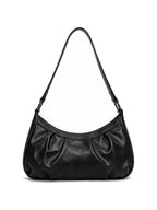 Distressed black leather buckle shoulder bag