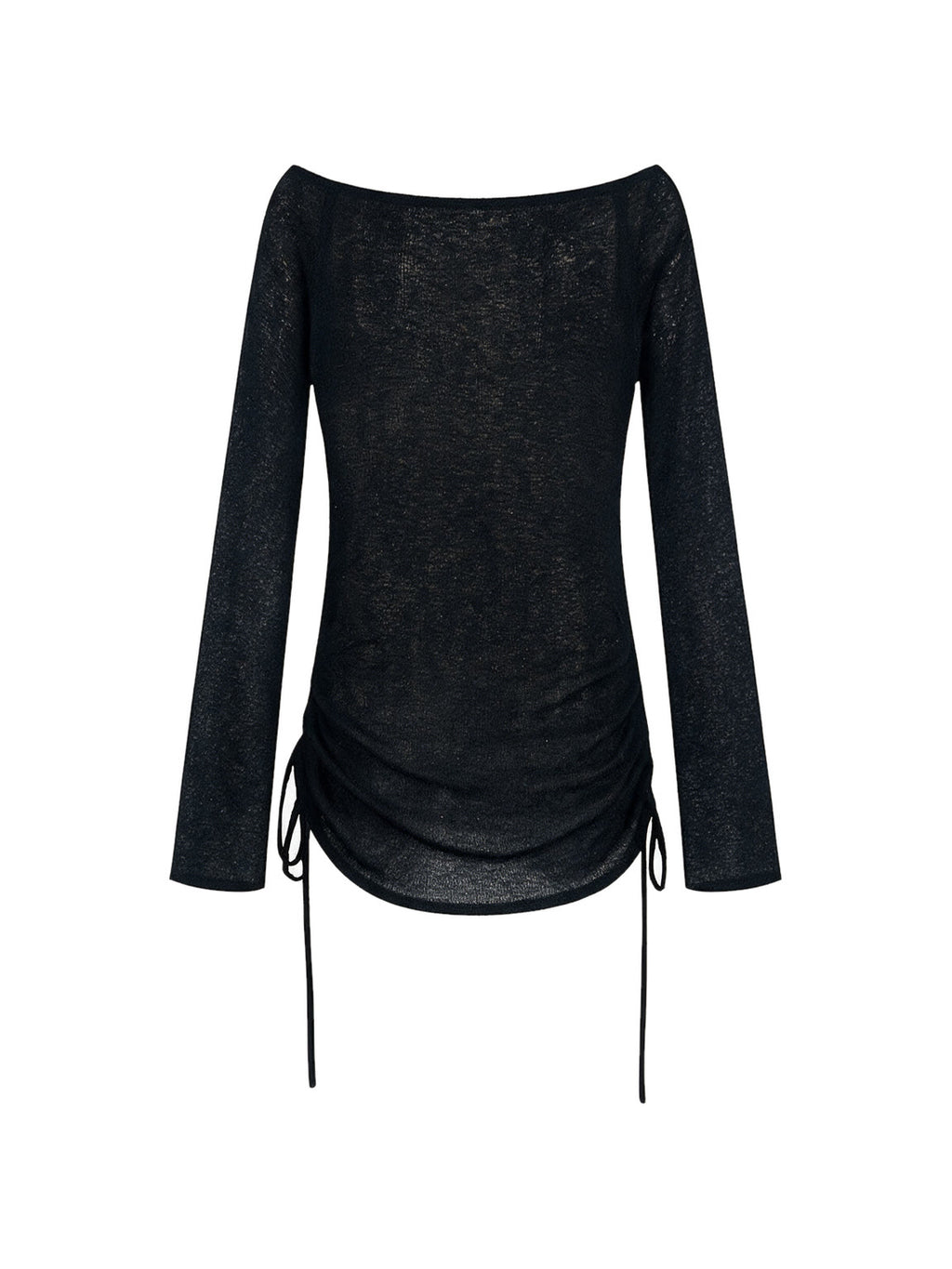 Sheer black long sleeve top with tattoo style print and side ties