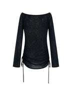Sheer black long sleeve top with tattoo style print and side ties