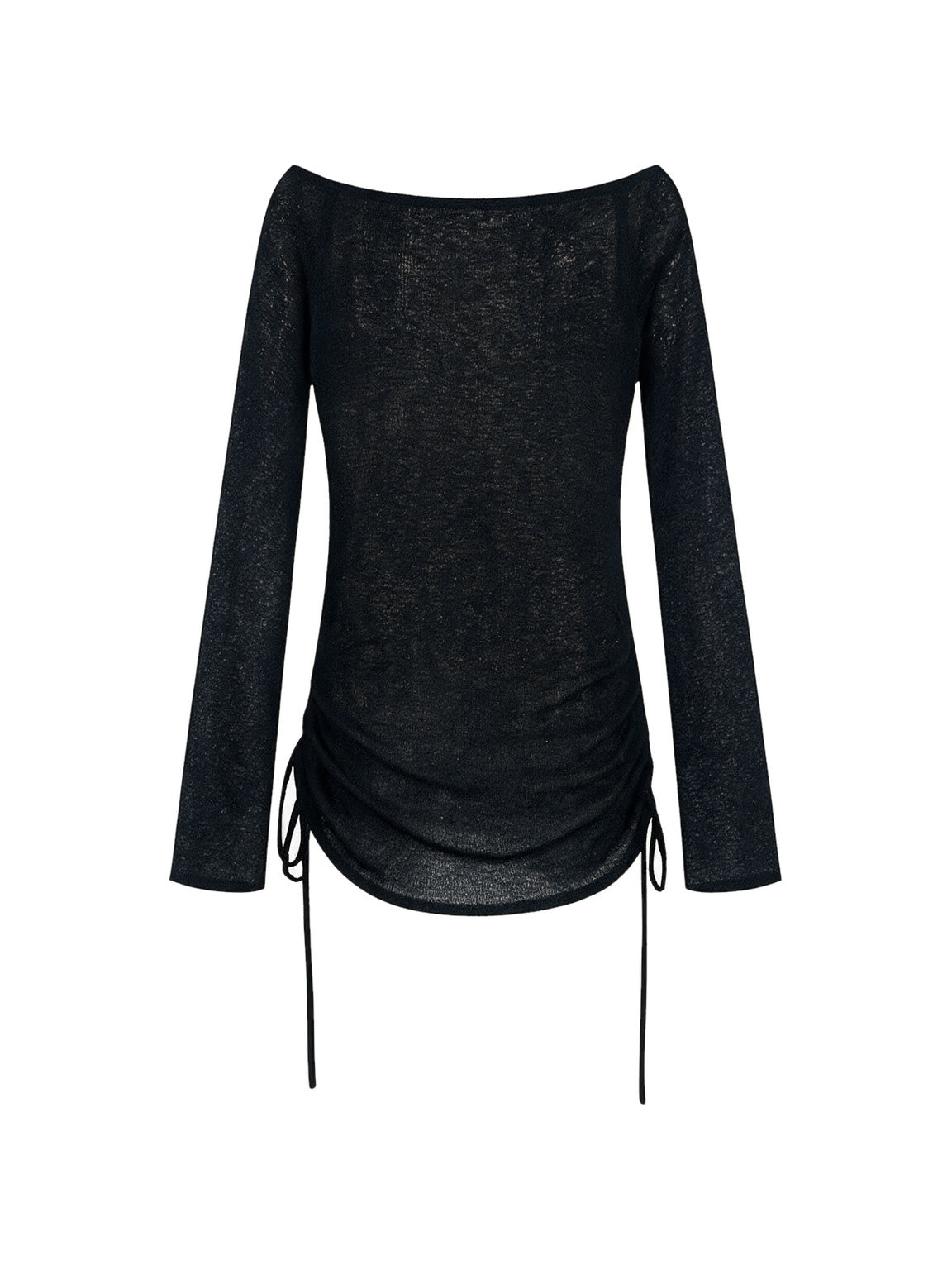 Sheer black long sleeve top with tattoo style print and side ties