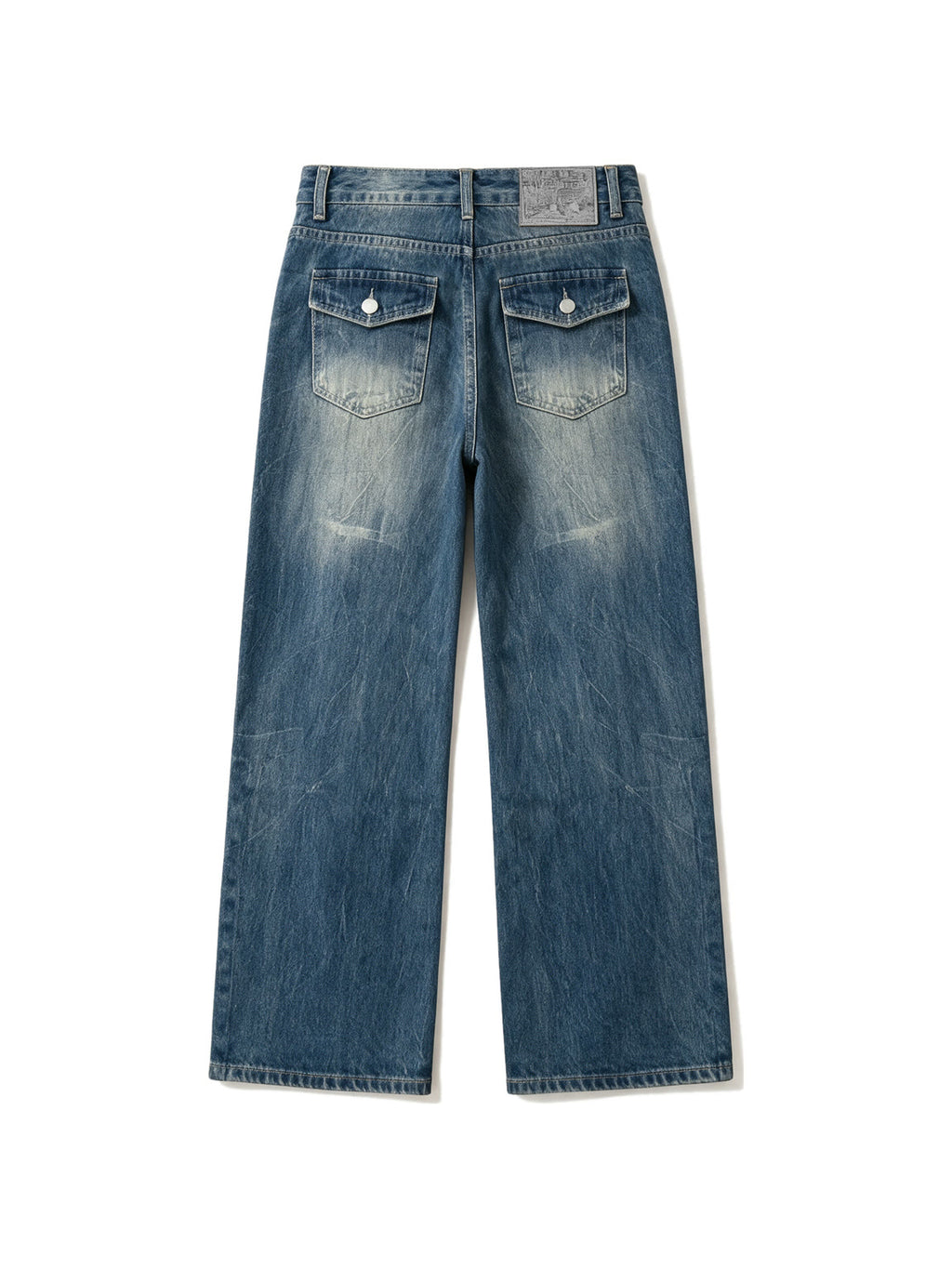 Blue baggy wide leg cargo jeans