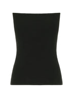 Black strapless tube top with a winged print