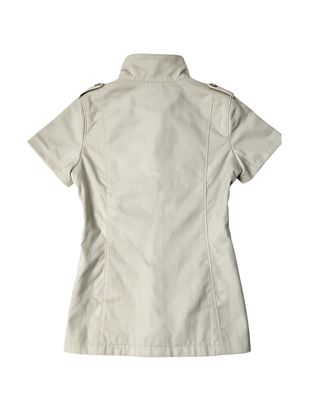 Cream short sleeve military style button top
