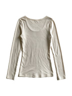Cream fitted long sleeve baby tee with letter print