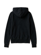 Black zip hoodie with silver embroidery