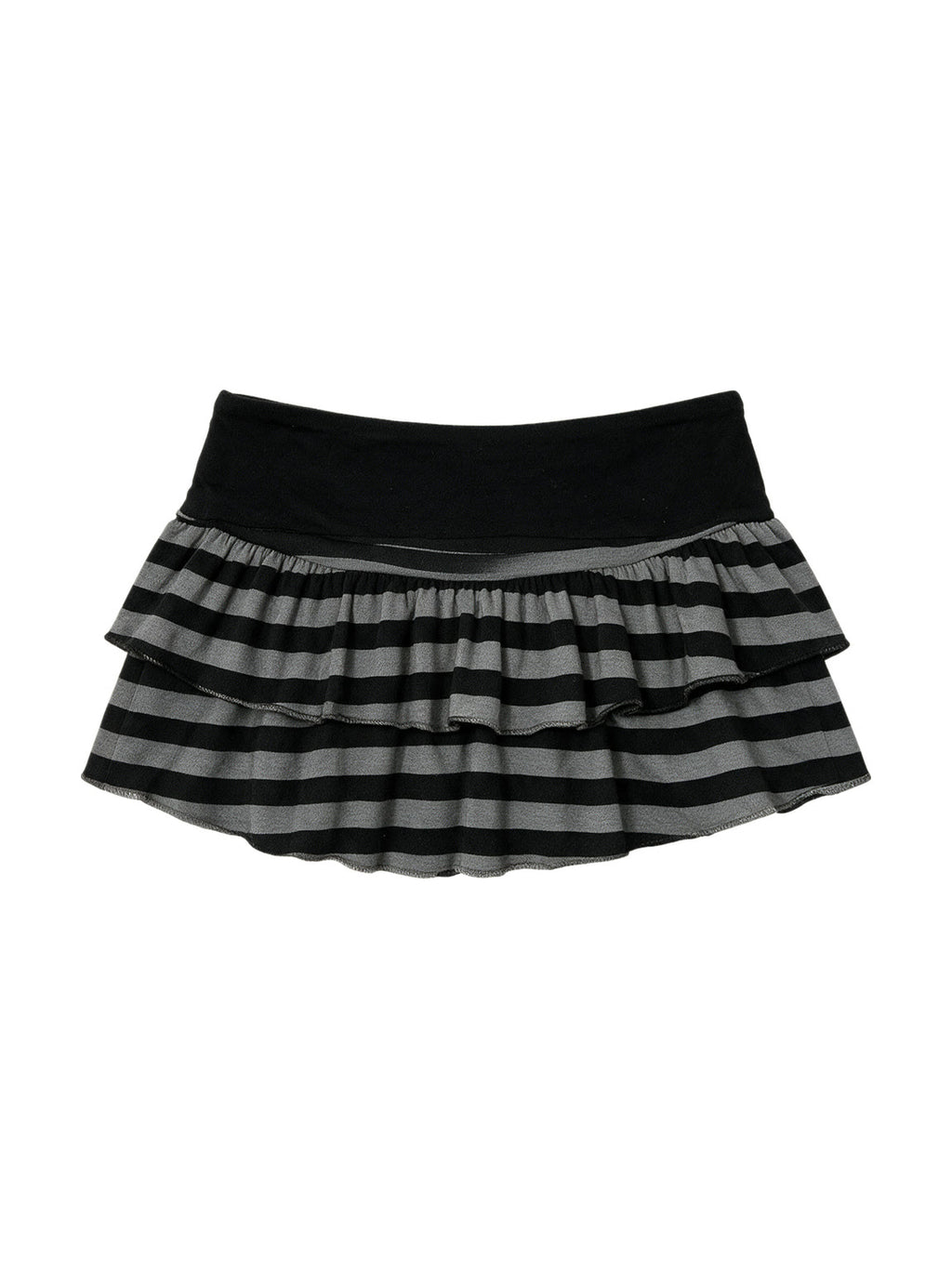 Grey and black striped tiered mini skirt