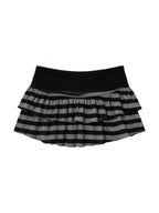 Grey and black striped tiered mini skirt