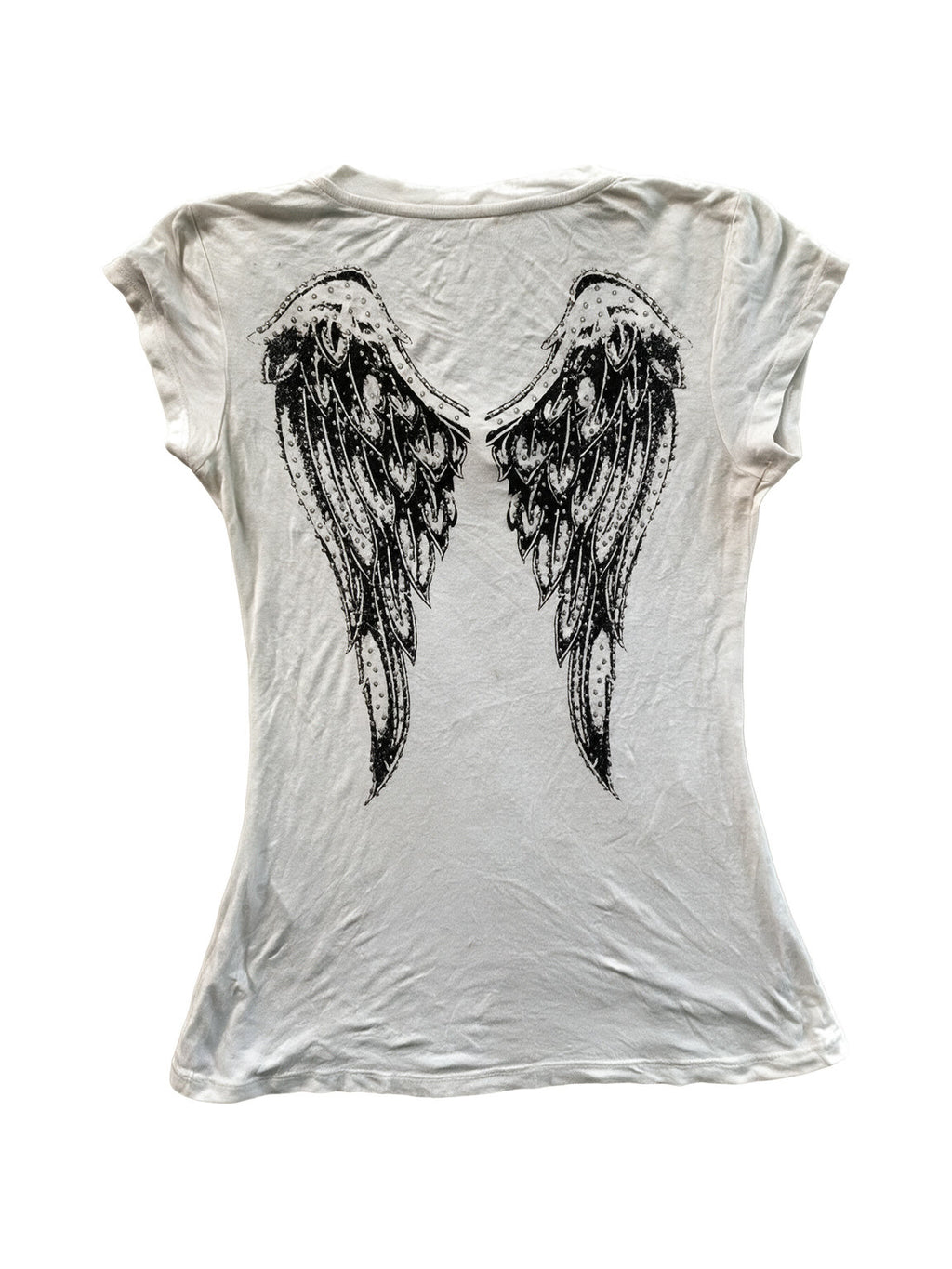 Washed white tee with a winged cross print