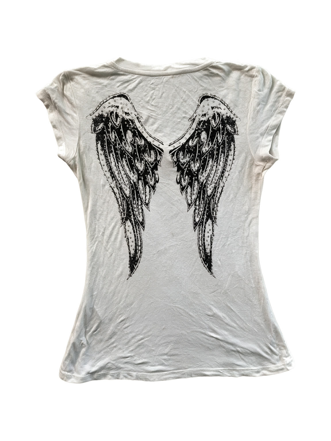 Washed white tee with a winged cross print