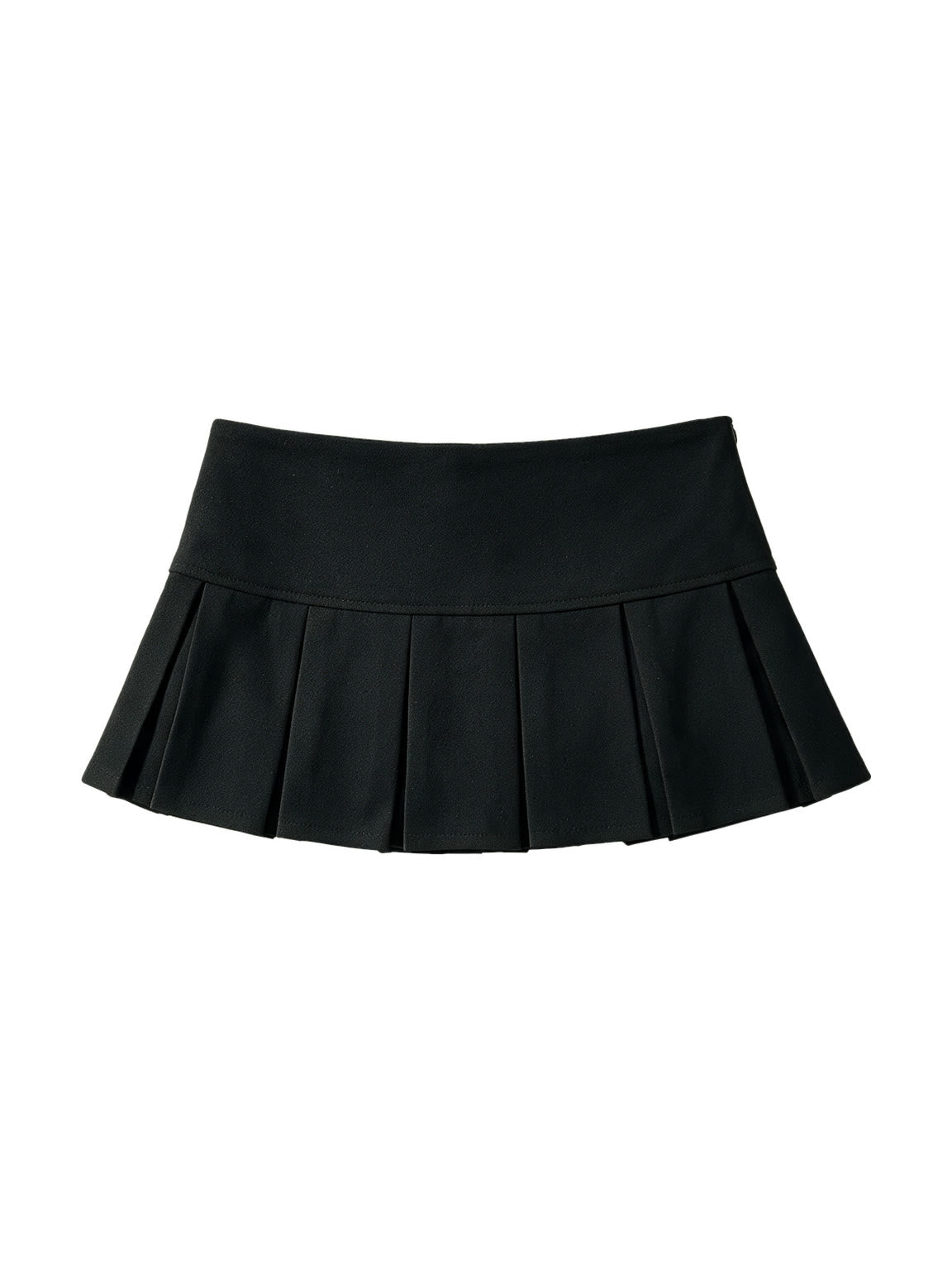Black pleated mini skirt with silver side buttons