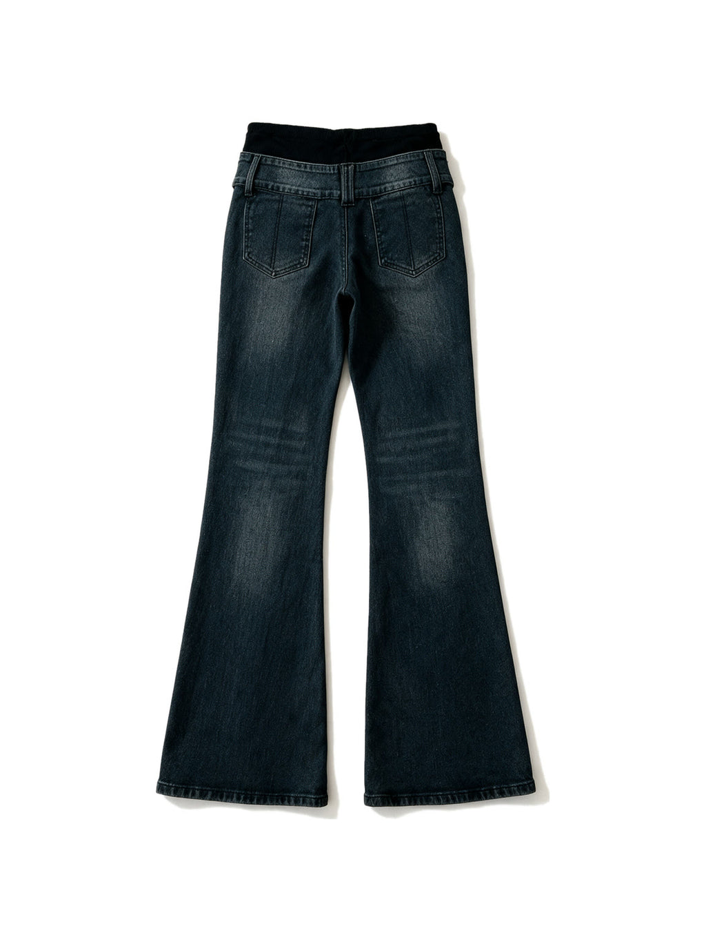 Washed blue low rise flare jeans